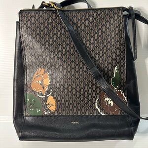 Fossil Elina Large Convertible Backpack Black Floral